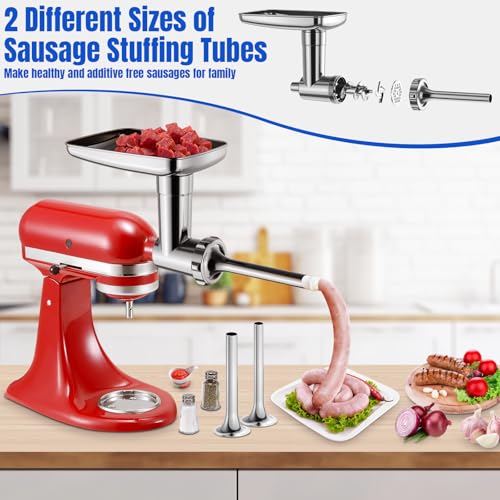 GuanQiao Aluminium & Stainless Steel Metal Food Grinder Attachment for KitchenAid Stand Mixer