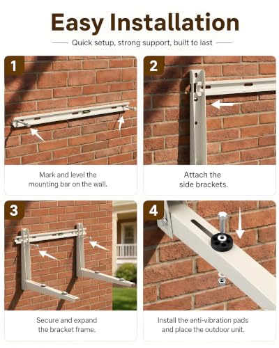 Heavy Duty Mini Split Wall Mount Bracket for 9000–36000 BTU AC, 550 lb Capacity