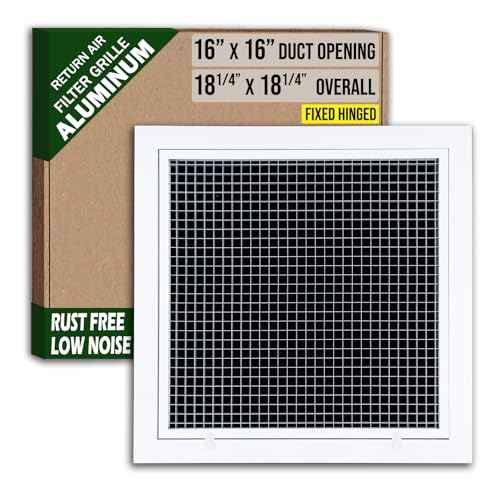 Fits 16x16 Duct Opening | Aluminum Eggcrate Return Air Filter Grille | Low Noise & High Air Flow, Rust Proof Vent Cover Grill for Sidewall & Ceiling | White | Outer Dimensions: 18 1/4"W X 18 1/4"H