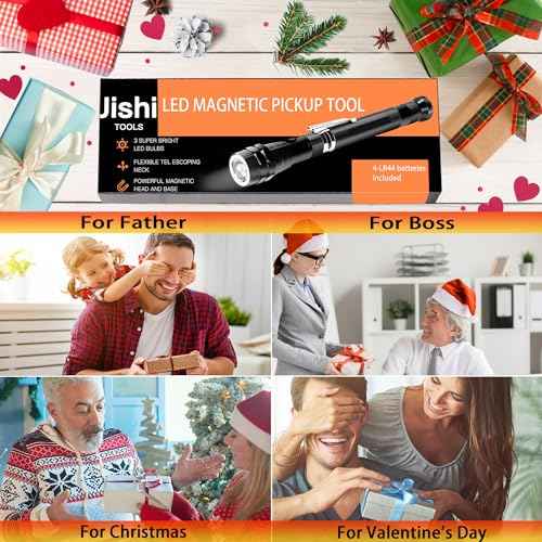 Gifts for Men, Stocking Stuffers for Men, Magnetic Pickup Tool White Elephant Gifts for Adults, Christmas Dad Gifts for Dad Him Husband Birthday, Telescoping Magnet w/LED Flashlight Cool Stuff Gadgets