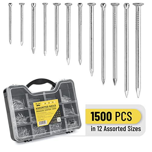 Mr. Pen Nail Assortment Kit - 1500 Pieces, 12 Sizes for Construction & Repairs