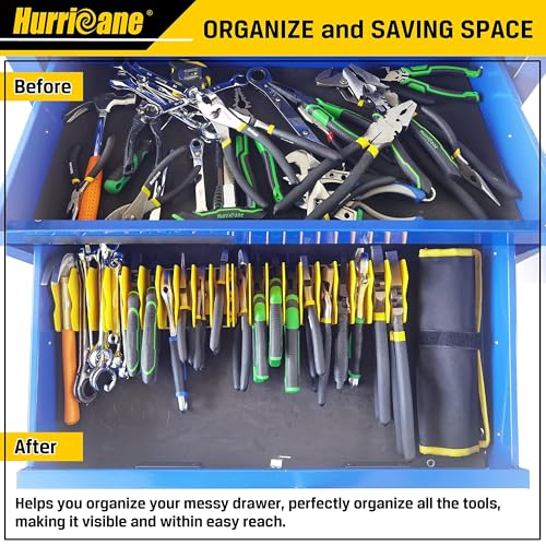 HURRICANE 2-Pack Plier Organizer Rack - 20-Slot Extendable Drawer Storage (Yellow, Non-Slip Base)