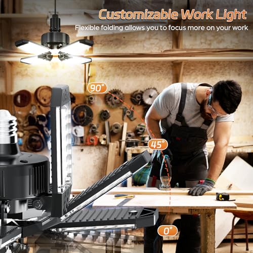 120W LED Garage Light 12000LM Deformable Panels, Screw-in Shop Lighting, 1 Pack