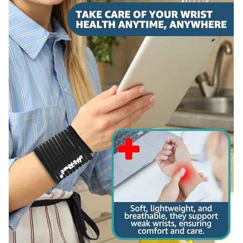 HiRui 2-Pack High-Elastic Wrist Support Straps Wrist Compression Bandage - Wrist Wraps Wristbands for Carpal Tunnel Arthritis Tendonitis Weightlifting Tennis Basketball - Breathable Soft (Black)