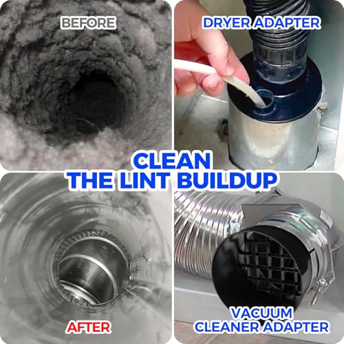 Holikme 35FT Dryer Vent Cleaning Kit 58Pcs - Lint Remover Brush Vacuum Tools (35feet)