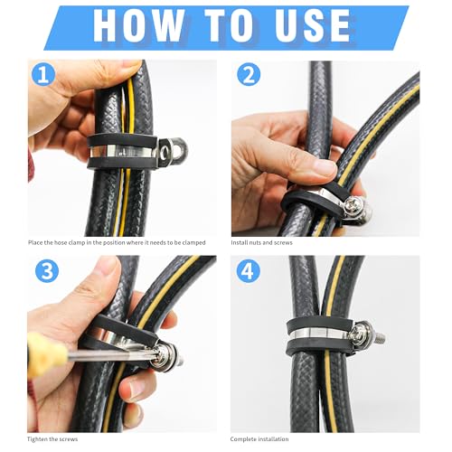 36PCS 1/2" Double Cable Clamps 304 Stainless Steel with Upgraded Riveted Reinforcement. Rubber Cushioned Insulated Loop Clamps for Pipe and Metal Wire