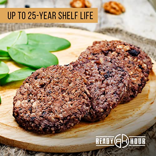 Ready Hour Black Bean Burger Mix - 25-Year Shelf Life, Vegan Emergency Food Supply, Includes 10 Resealable Pouches, 60 Servings