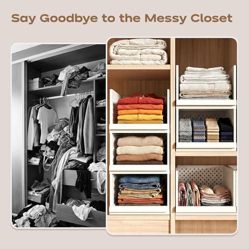 Stackable Closet Storage Bins 3 Pack — Adjustable Organizers for Wardrobes & Home