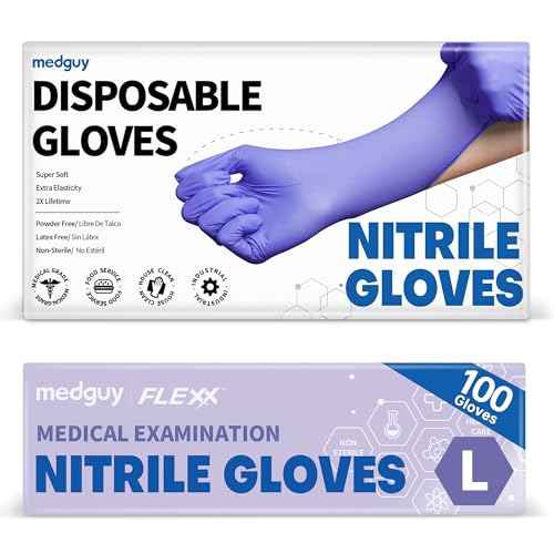 Medical Nitrile Exam Gloves, 4.5 Mil Powder-Free Latex-Free Disposable Food-Safe Cooking Cleaning, Blue-Violet 100Pcs