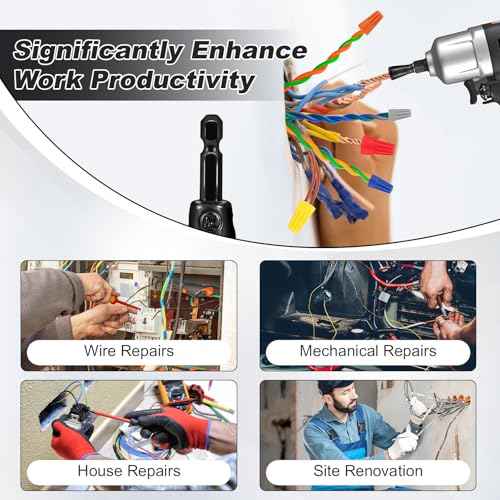 4 Pcs Multifunctional Wire Twister Tool for Drill, Lightweight Wire Nut Twister Compatible with 8 to 24 Awg and 2 to 7 Ways Effortlessly, Wire Nut Twister for Drill for Electrical Power Drill