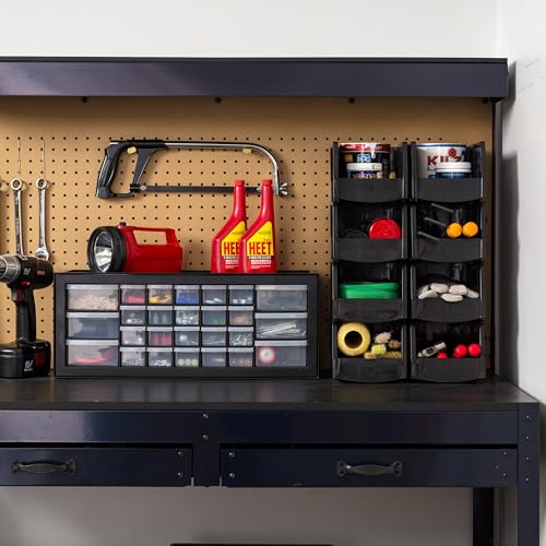 IRIS 26-Drawer Parts & Hardware Cabinet with 11x6x5 Stackable Open Front Storage Bins – Black, 8-pack