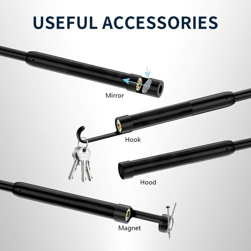 16.4ft Endoscope Camera with Light for iPhone and Android, 1920P HD IP67 Waterproof Borescope with 8 Adjustable LED Lights, Semi-Rigid Snake Camera, 7.9mm Black
