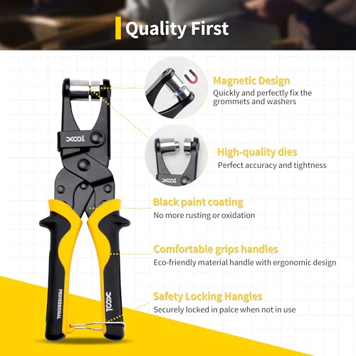 XOOL 3/8 Inch Grommet Tool Kit with 200 Grommets & Pliers for Canvas, Banners, Leathercraft