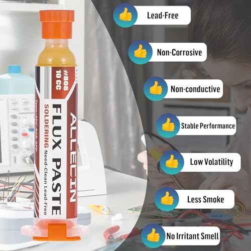 Solder Flux 808 10CC 10mL Need to clean Tin Soldering Fluxes Paste Liquid Syringe for Electronics 10 Milliliters with Needle Dispensing Tool (Pack of 1Pcs)