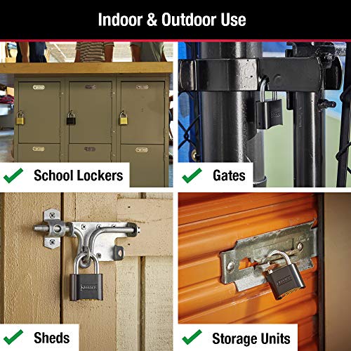 Master Lock Combination Padlock Set of 2 Outdoor Weatherproof Locks - Black, Resettable 178EC2