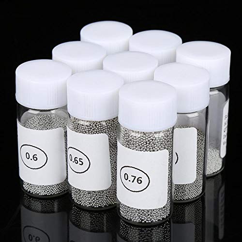 Tin Solder Ball BGA Reballing Soldering Heat Universal Stencil Balls Reball Ball BGA Ball for GPU CPU IC Chip PCB(9 Bottles 0.3mm-0.76mm)
