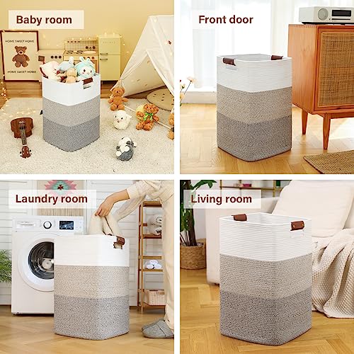 SIXDOVE 96L Extra Large Cotton Rope Laundry Hamper - Gradient Yellow