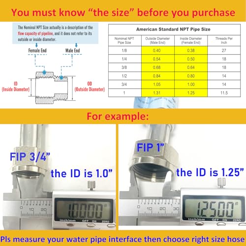 PEVEPEXE 2 Pack 1 Inch FIP Stainless Steel Flexible Water Heater Hose 24" (ID 0.95")