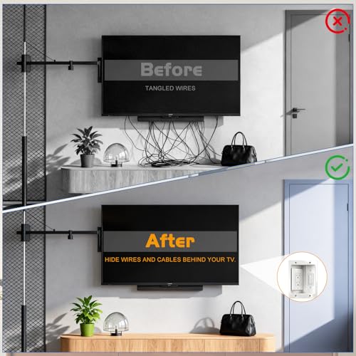 Naerza Recessed TV Outlet Wall Management Kit - All-In-One In Wall Cable Hider