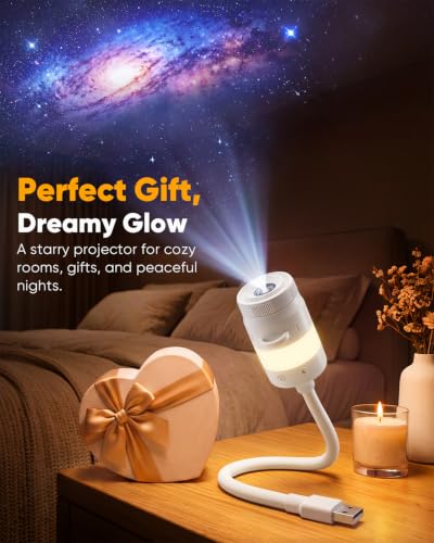Afootry Starry Sky Galaxy Night Light Projector with 13 HD Films - 2-in-1 Holographic & Bedside Light