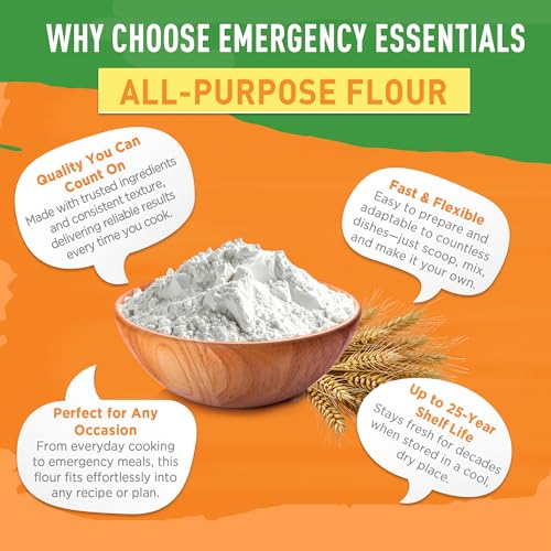 Emergency Essentials All-Purpose White Flour - 25-Year Shelf Life, Enriched, #10 Can, 53 Servings
