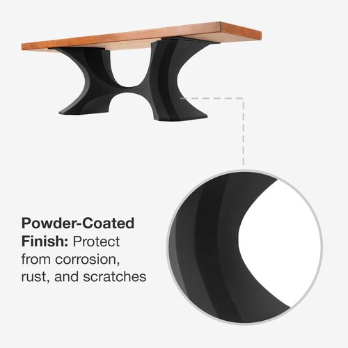 Flowyline 16" H 208 Haru Handcrafted Black Metal Table Legs and Bases for Coffee Tables | Steel Desk Legs | Rust-Resistant, Adjustable Furniture Legs for Bench | Mid-Century Modern | Indoor/Outdoor