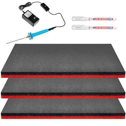 Gisafai 3 Sets 18 x 12 x 1 Inch Tool Box Foam Sets Includes 3 Tool Box Liner 1 Foam Cutter 2 Marker Pens Adjustable Non Slip Organizer Sheet for Toolbox Cabinet Chest Drawer Storage Craft