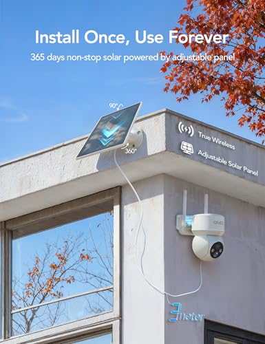GNCC White Wireless Solar Security Camera 360° Full HD Night Vision
