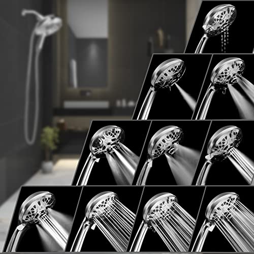 INAVAMZ 2-in-1 High Pressure Shower Head with Handheld, Silver, 1.8 GPM