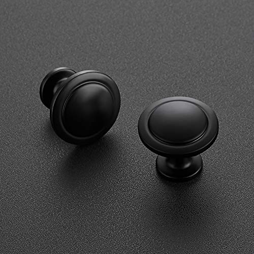 Ravinte Matte Black Round Cabinet Knobs 1-1/4 Inch - Pack of 30 Black