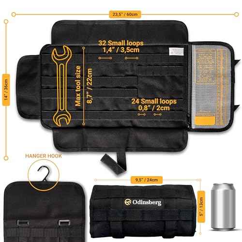 ODINSBERG Motorcycle Tool Roll Bag Tools NOT Included - Small Tool Bag Wrench Roll Up Tool Bag Organizer Pouch Wrap Motorcycle Tool Kit Box For Harley Enduro Dirt Bike UTV Motorcycle Accessories Gear