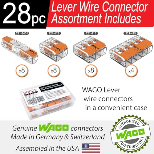 Peppy Products 28pc WAGO 221 Lever Nuts Wire Connector Kit - Compact Assortment