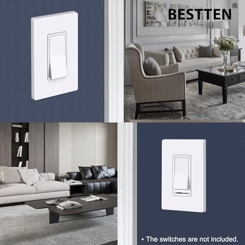BESTTEN 10 Pack Screwless Snow White Decorator Wall Plates - 1 Gang, Standard Size
