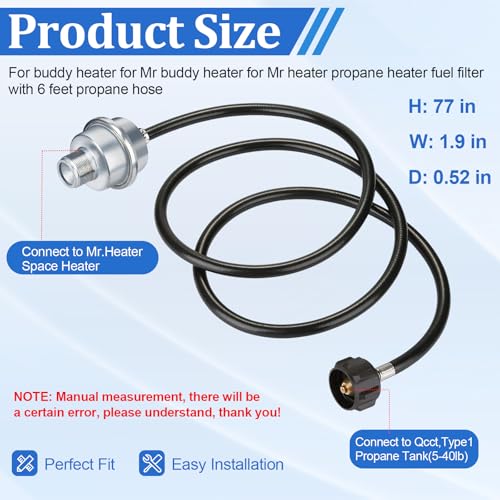 Propane Heater Fuel Filter F273699 with 6ft Hose for Mr. Heater Buddy Series - Rugam