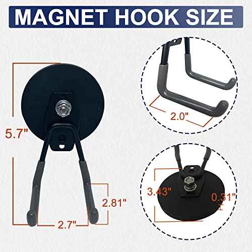 TSUYA Strong Magnetic Hooks, 45Lbs Garage Magnet Hooks Utility Hooks Heavy Duty for Hanging Yard Tools Extension Hose Power Tools Workshop Organization Outdoor Indoor