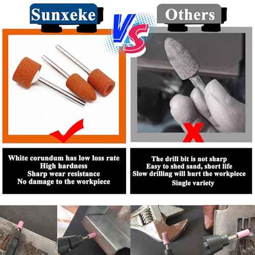 64Pcs Sanding Bits for Dremel Rotary Tools, 42Pcs Aluminum Oxide Grinding Stones Sanding Drill Bits (1/8 inch Shank) and Sanding Drums, Grinding Bits for Metal Rust Removal Polishing