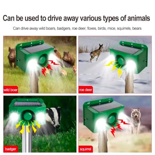 Beast Repellent Solar Warning Lights with Loud Volume, SolarWarningLights 5 Modes with Loud Volume, Solar Lights Outdoor with Alarm for Orchard Farm Barn Yard