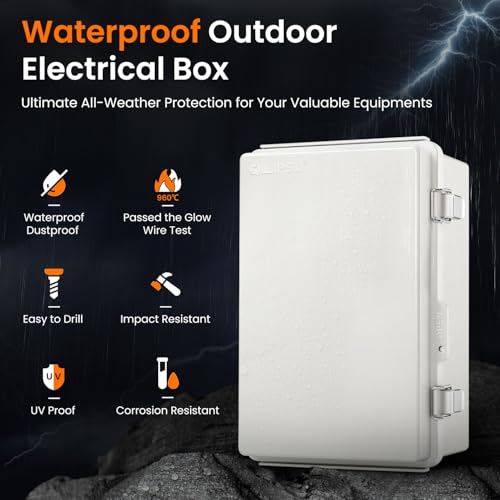 QILIPSU Outdoor Waterproof Electrical Junction Box 11.4x7.5x5.5in Grey UL94-V0