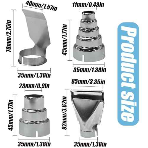 4Pcs Heat Gun Nozzles Kit, Heat Gun Accessories, Stainless Steel Reflector Nozzle, Hot Air Gun Soldering Station Nozzle Tool