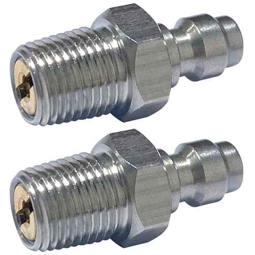 2PCS Male Thread Adapter, Stainless Steel 8mm Quick-Disconnect Plug, PCP Paintball Charging Fittings with Sealing O-Ring