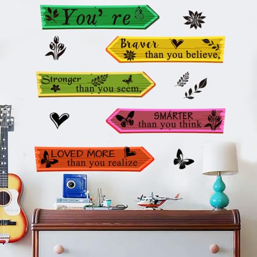 Colorful Wall Decal Inspirational Quote Wall Decals You¡¯re Braver Than You Believe, Stronger Than You Seem, Smarter Than You Think, Loved More Than You Realize Decoration