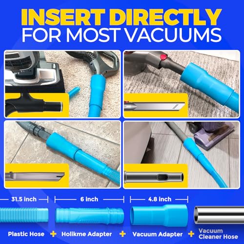 Holikme Dryer Vent Cleaner Kit 2Pack with Blue Flexible Brush & Vacuum Attachments