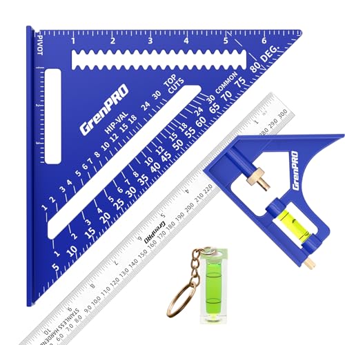 Combination Square Set, 7 & 12 Inch Aluminum Zinc Carpenter Tool