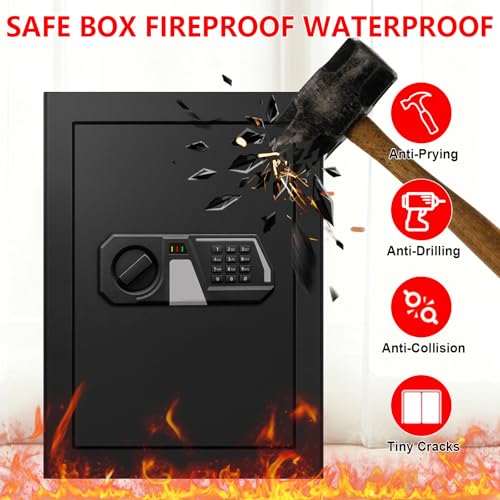 Tipiyajo 3.4Cuft Large Digital Fireproof Waterproof Home Safe Box, Programmable Keypad