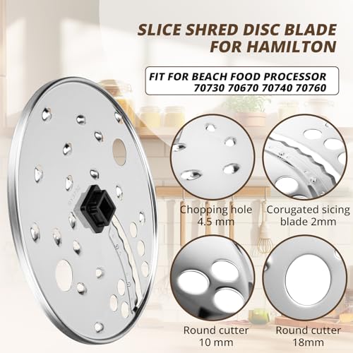 Hamilton Beach Replacement Shred Disc Blade for Food Processor 6.5in, 0.2in Thick