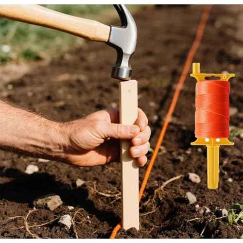 Mason Line String with Handle, #18 540 FT Braided Construction Nylon String Line, String Line Reel with 5 Built-in Levels for DIY