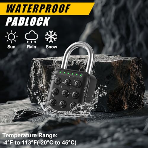 DELSWIN Combination Lock for Locker - 6-Digit Combo Lock Waterproof Smart Padlock for School Gym Lockers, Gates, Fence and Storage Unit (Black)