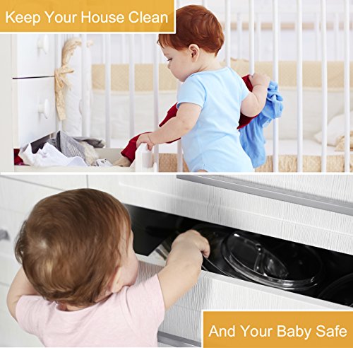 White 12-Pack Invisible Child Safety Cabinet Locks No Drill - Suniry