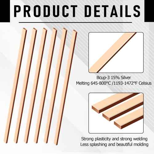 45 Sticks Brazing Rods, 15% silver solder, Flat Phos welding copper rod Industry 0.05" x 0.13" x 12" Aws Bcup-5 for Hvac Air Conditioners, Refrigerators, Cold Storage Equipment