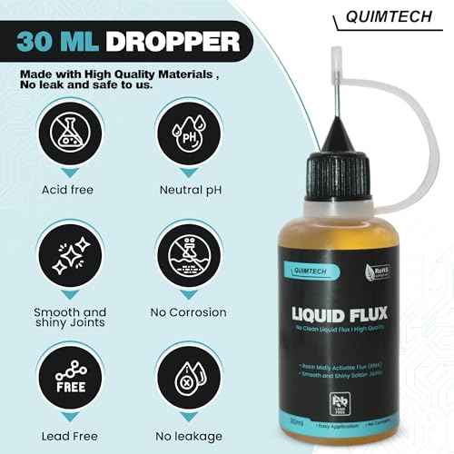 Liquid Solder Flux Dropper (30 ml/1 Oz.) I RMA Liquid Solder Flux I Soldering Flux I Electrical Solder I No Clean Liquid Flux I Rosin Flux I Soldering Flux for Electronics I Lead Free Liquid Solder I